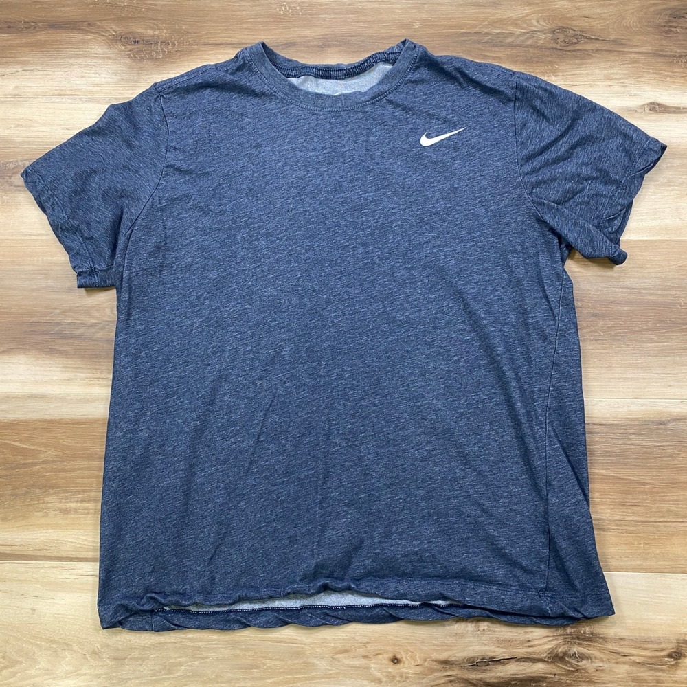 Nike Dri-FIT T-Shirt Men Large Minimalist Cotton Blend Athletic Navy Blue Gym - Picture 2 of 9